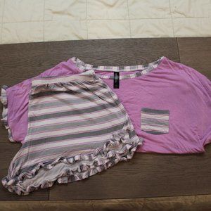 Ambriella 2 Piece  PJ Short Set Pink & Gray
